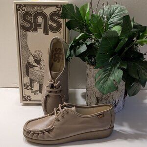 SAS 8N Siesta Mocha Leather Lace Up Comfort Walking Shoes NEW Made in USA